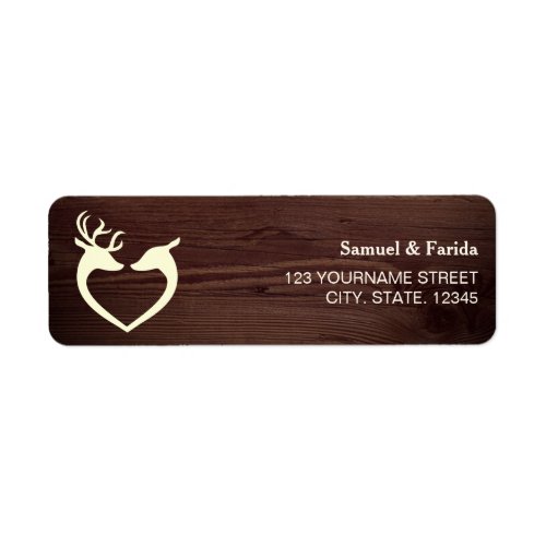 Elegant Deer Heart Rustic Wood Wedding Label