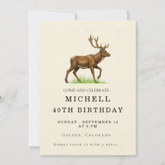 Elegant Deer Hunting Country Adult Birthday Party  Invitation