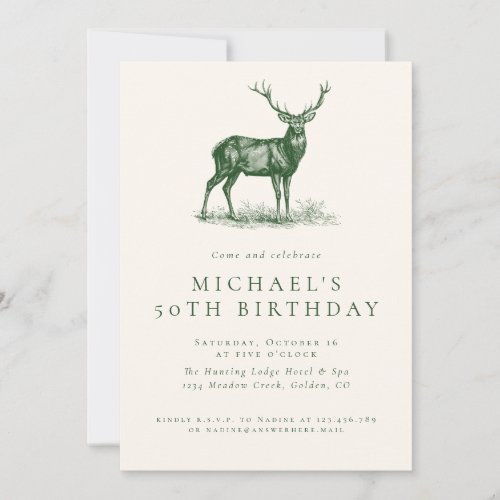 Elegant Deer Hunting Green Adult Birthday Party