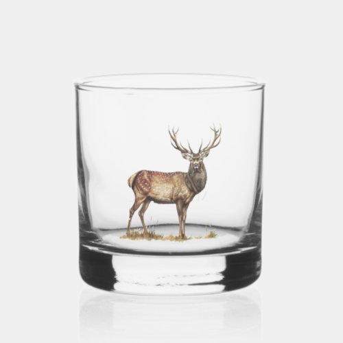 Elegant Deer Hunting Stag Custom Name Whiskey Glass