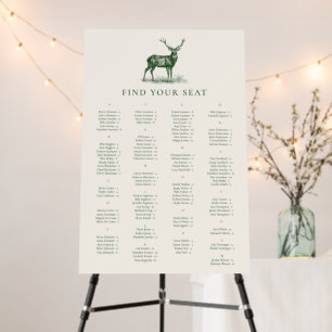 Elegant Deer Hunting Stag Green Seating Chart Foam Board