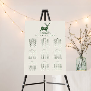 Elegant Deer Hunting Stag Green Seating Chart Foam Board