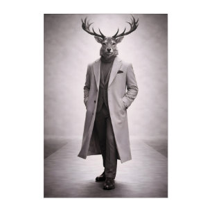 Elegant Deer in Tailored Coat Portrait Acrylic Print