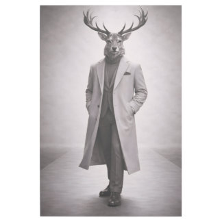 Elegant Deer in Tailored Coat Portrait Gallery Wrap