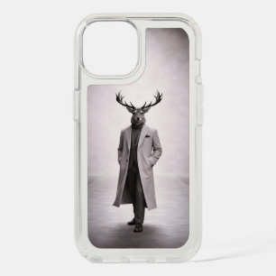 Elegant Deer in Tailored Coat Portrait iPhone 15 Case