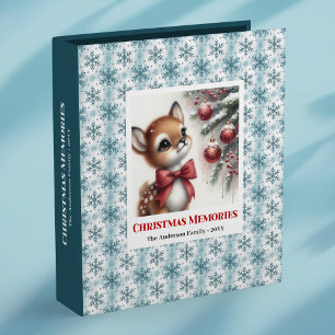 Elegant deer snowy forest kids Christmas memory  3 Ring Binder