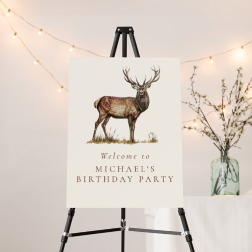 Elegant Deer Stag Hunting Birthday Party Welcome Foam Board