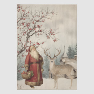 Elegant Deer Winter Scene Christmas Tree Decoupage Tissue Paper