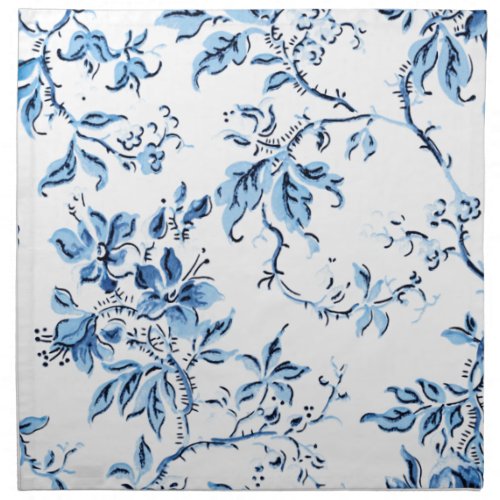 Elegant Delft Blue and White Floral Cloth Napkin