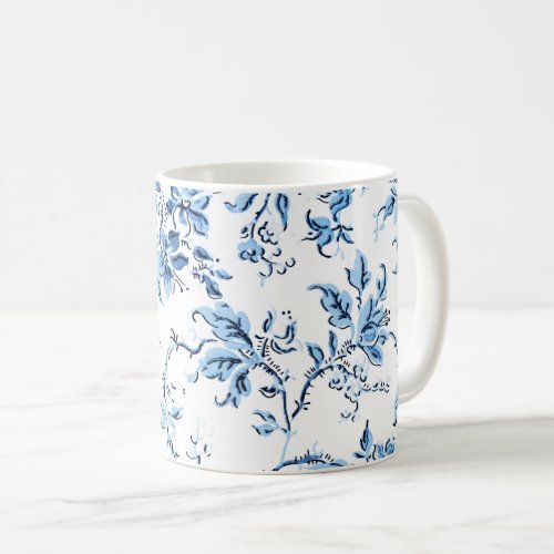 Elegant Delft Blue and White Floral Coffee Mug