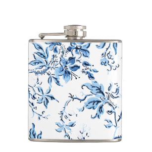 Elegant Delft Blue and White Floral Flask