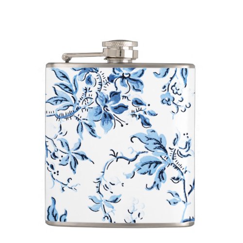 Elegant Delft Blue and White Floral Flask