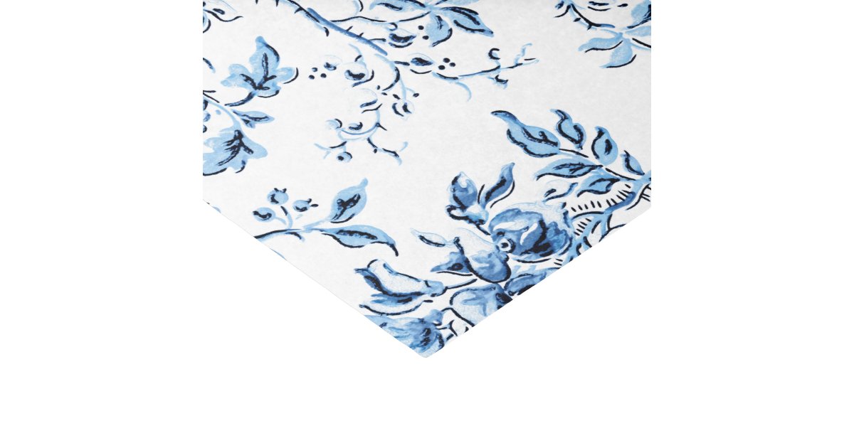 Blue White Floral Leaf Pattern Decoupage Tissue Paper | Zazzle