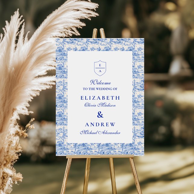 Elegant Delft Blue Chinoiserie Wedding Foam Board (Creator Uploaded)