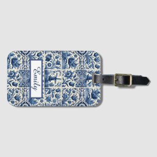 Elegant Delft Tiles Personalized Luggage Tag
