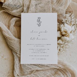 Elegant Delicate Black & White Minimalist Wedding Invitation