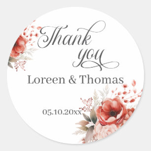 Elegant Delicate Blooms Thank You Favor Sticker