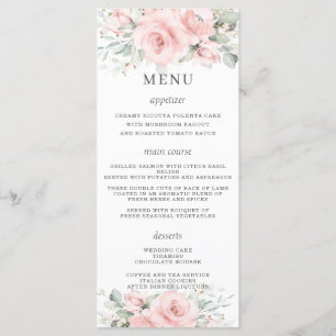 Elegant Delicate Blush Pink Floral Wedding Menu