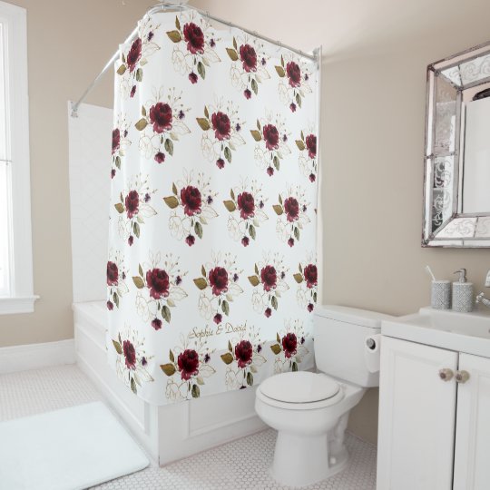 burgundy and gold shower curtain