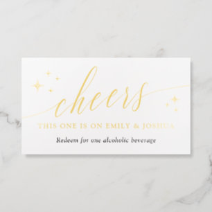 Elegant Delicate Calligraphy Wedding Drink Ticket Foil Business Cards