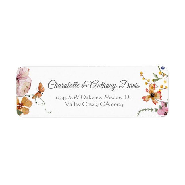 Elegant Delicate Floral Secret Garden Wedding Label (Front)