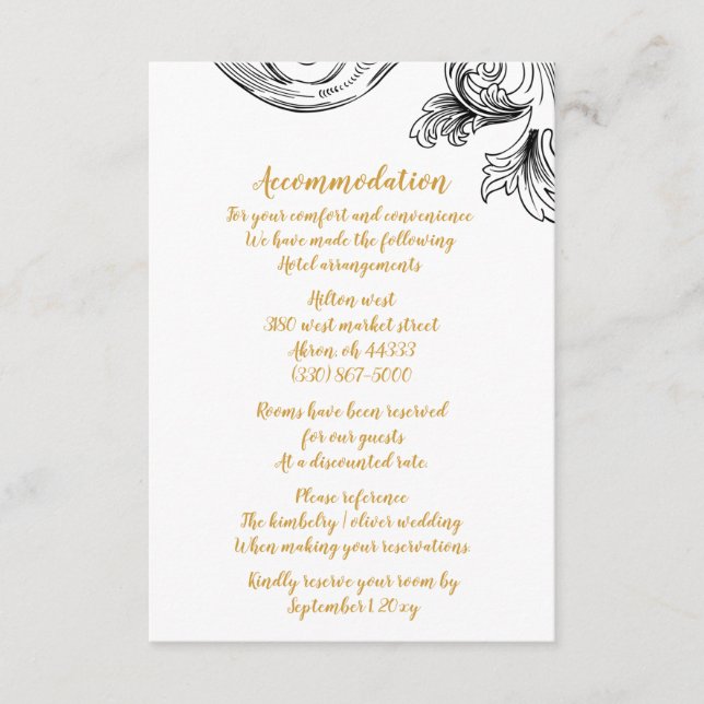 Elegant Delicate Floral Wedding accommodation card (Front)