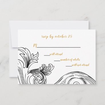Elegant Delicate Floral Wedding  RSVP Card