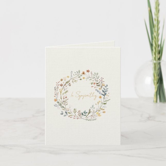 Elegant delicate floral wreath Sympathy card (Front)