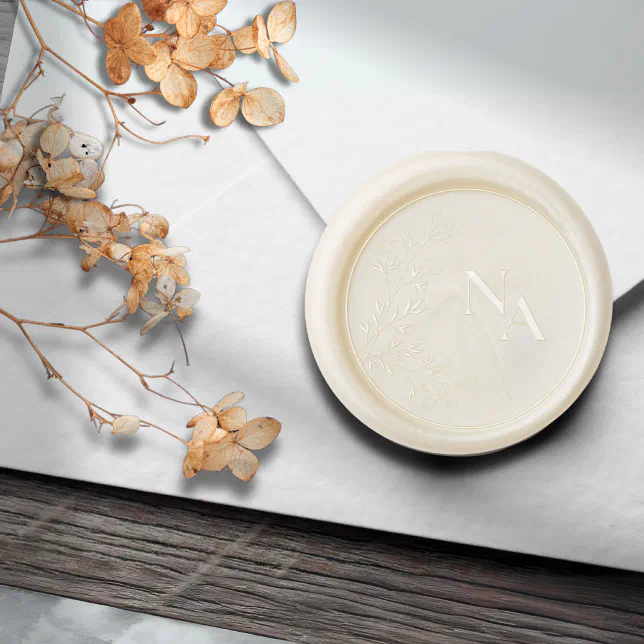 Elegant Delicate Flower Couple Monogram Wedding Wax Seal Stamp | Zazzle