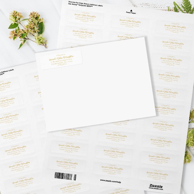 Elegant Delicate Gold Calligraphy Return Address Label (Creator Uploaded)