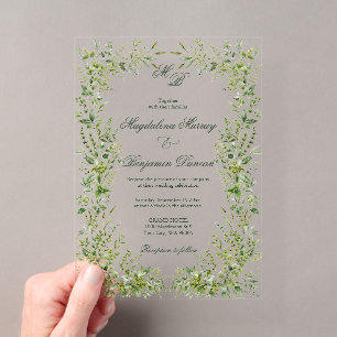 Elegant Delicate Greenery Botanical Garden Wedding Acrylic Invitations