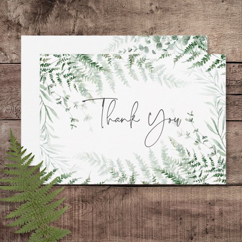 Elegant Delicate Greenery Ferns Wedding Thank You Card