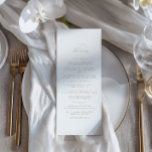 Elegant Delicate Minimalist White Wedding Menu<br><div class="desc">A timeless blend of refined typography and minimalist design, this menu exudes sophistication and charm. Set the perfect tone for your celebration with a style that’s both modern and enduringly classic. Personalize it with your details to reflect a truly luxurious wedding atmosphere. Part of the VIVIAN wedding collection, it coordinates...</div>