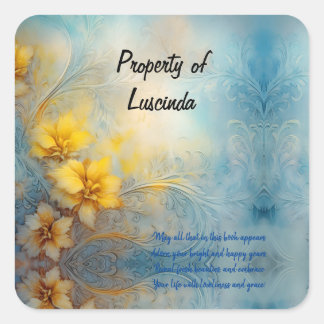 Elegant Delicate Nameplate/bookplate Square Sticker