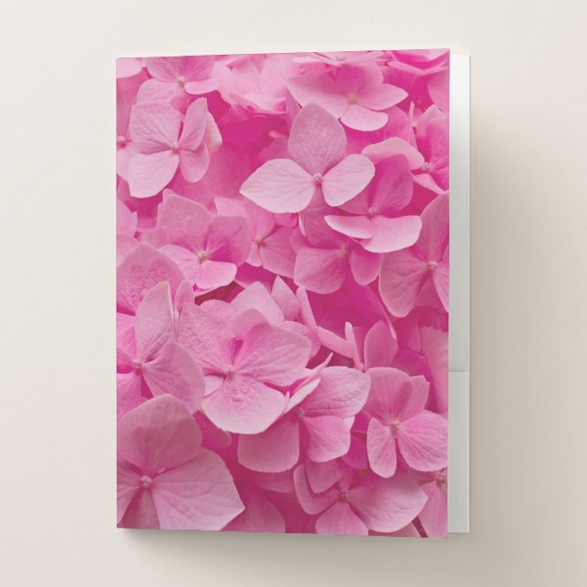 Elegant, Delicate Pink Hydrangea in Full Bloom Pocket Folder (Front)