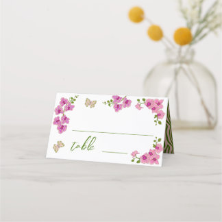 Elegant Delicate Purple Orchids Bohemian Place Card