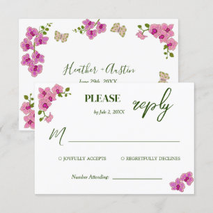 Elegant Delicate Purple Orchids Bohemian RSVP Card