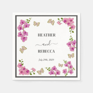 Elegant Delicate Purple Orchids Bohemian Wedding Napkins