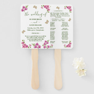 Elegant Delicate Purple Orchids Wedding Program Hand Fan