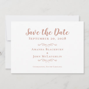 Elegant Delicate Romantic Calligraphy Rose Gold Save The Date