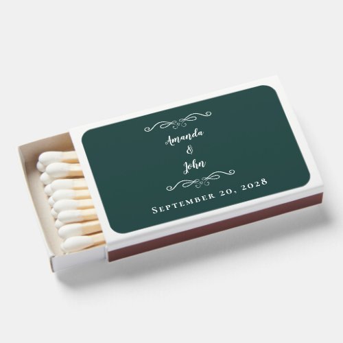 Elegant Delicate Romantic Wedding Favors Emerald Matchboxes