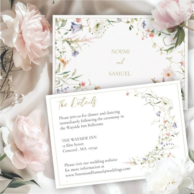 Elegant Delicate Watercolor Wildflower Details Enclosure Card (Creator Uploaded)
