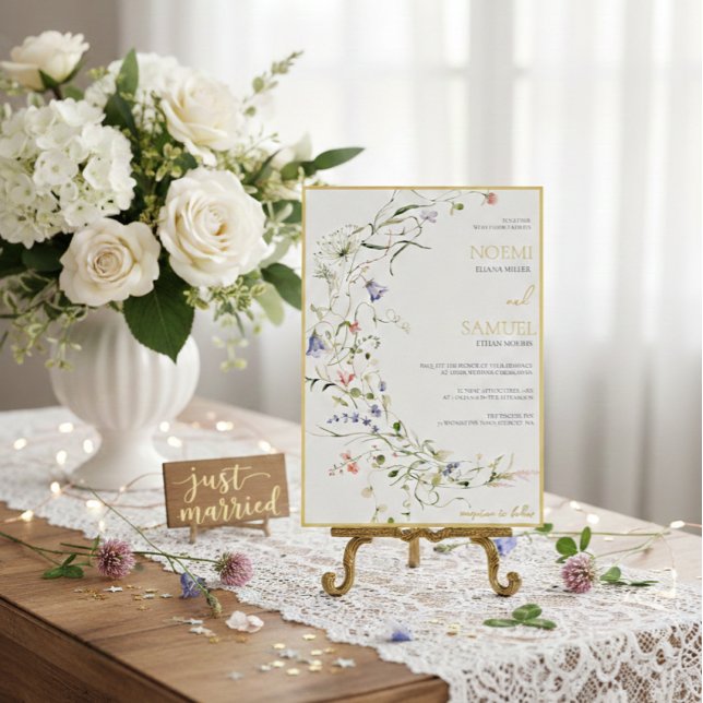 Elegant Delicate Watercolor Wildflower Wedding  Foil Invitation (Creator Uploaded)