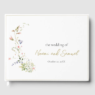 Elegant Delicate Watercolor Wildflower Wedding Guest Book