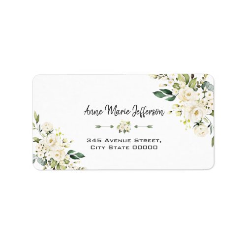 Elegant Delicate  White Cream Floral Wedding Label
