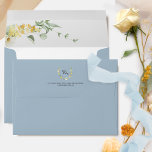 Elegant, Delicate Yellow Floral Wedding Blue Envelope<br><div class="desc">Surprise your guests as they open this elegant blue wedding envelope to find delicate watercolor yellow and white floral detail inside. Design with the back top flap with a beautiful monogram with the couple's initials and with the option to add or erase your return address. NOTES: 1) the default size...</div>