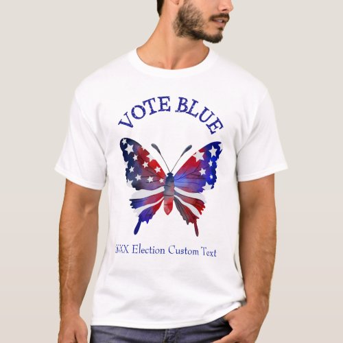 Elegant Democratic VOTE BLUE Butterfly T_Shirt