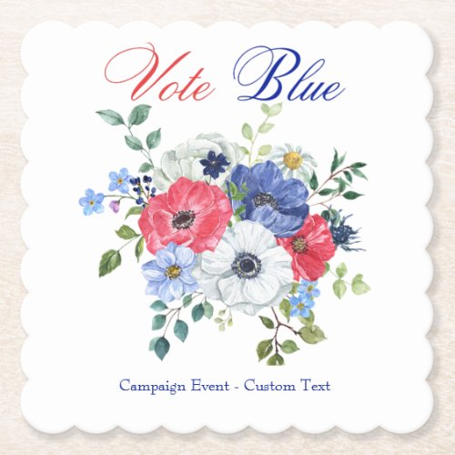 Elegant Democratic Vote Blue Reception Fundraiser Paper Coaster