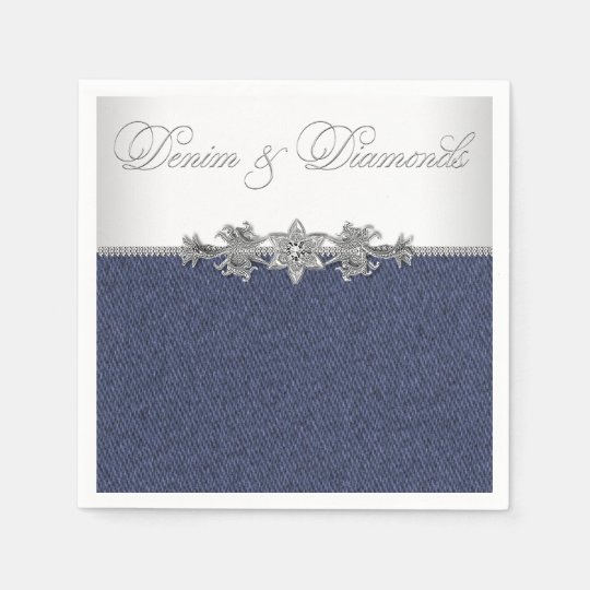 Elegant Denim and Diamonds Paper Napkin