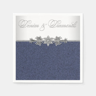 Elegant Denim and Diamonds Paper Napkins